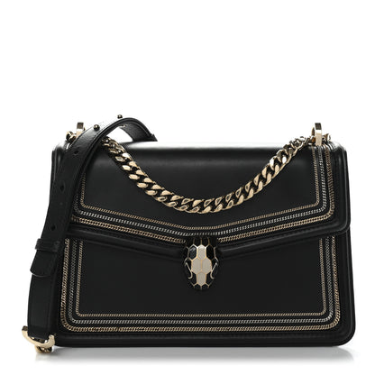 Bulgari Calfskin Chain Serpenti Forever Crossbody Bag Black 1 of 12