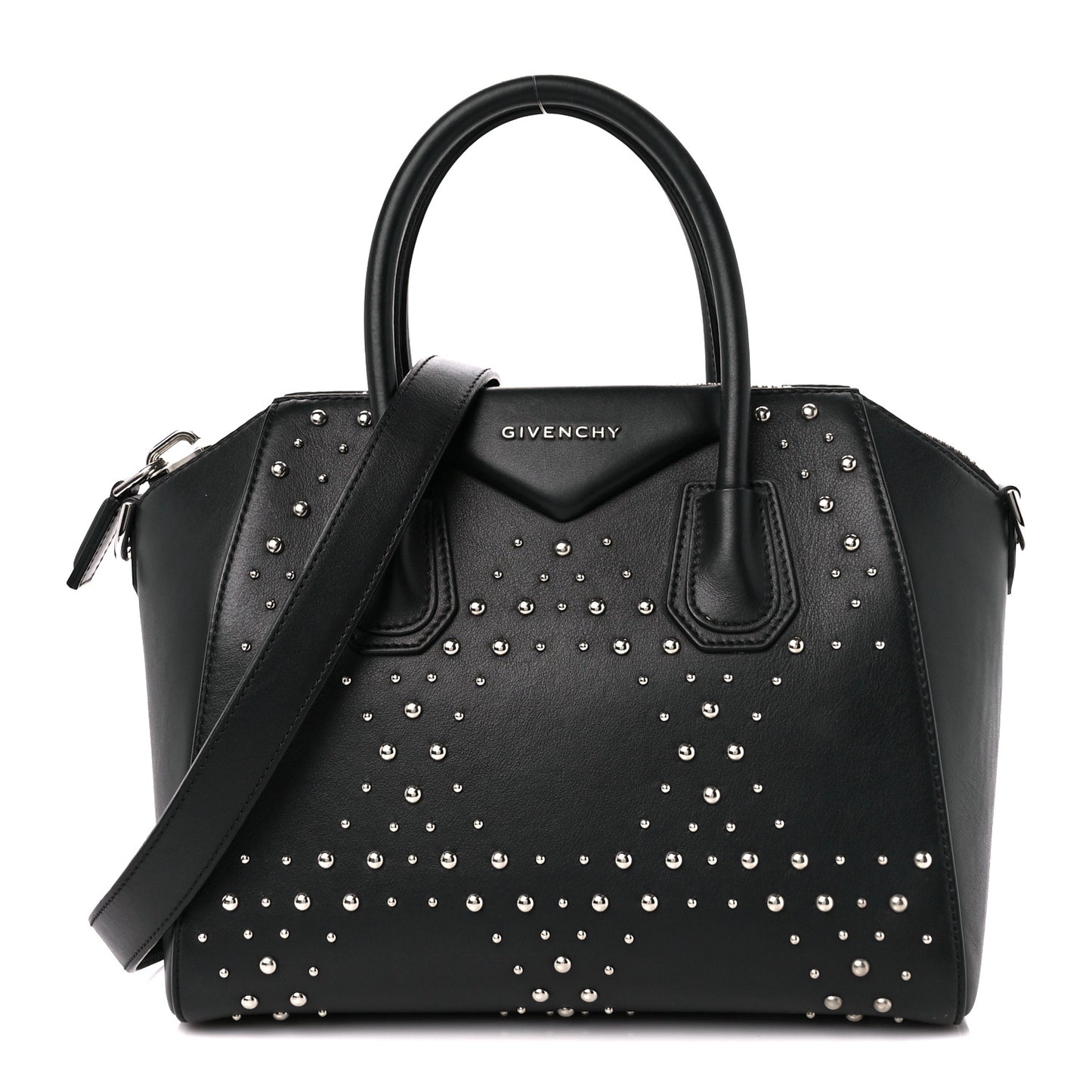 Smooth Calfskin Small Studded Antigona Black