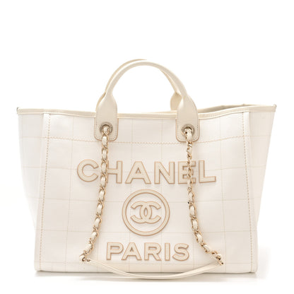 Chanel Cotton Medium Deauville Tote White 1 of 10