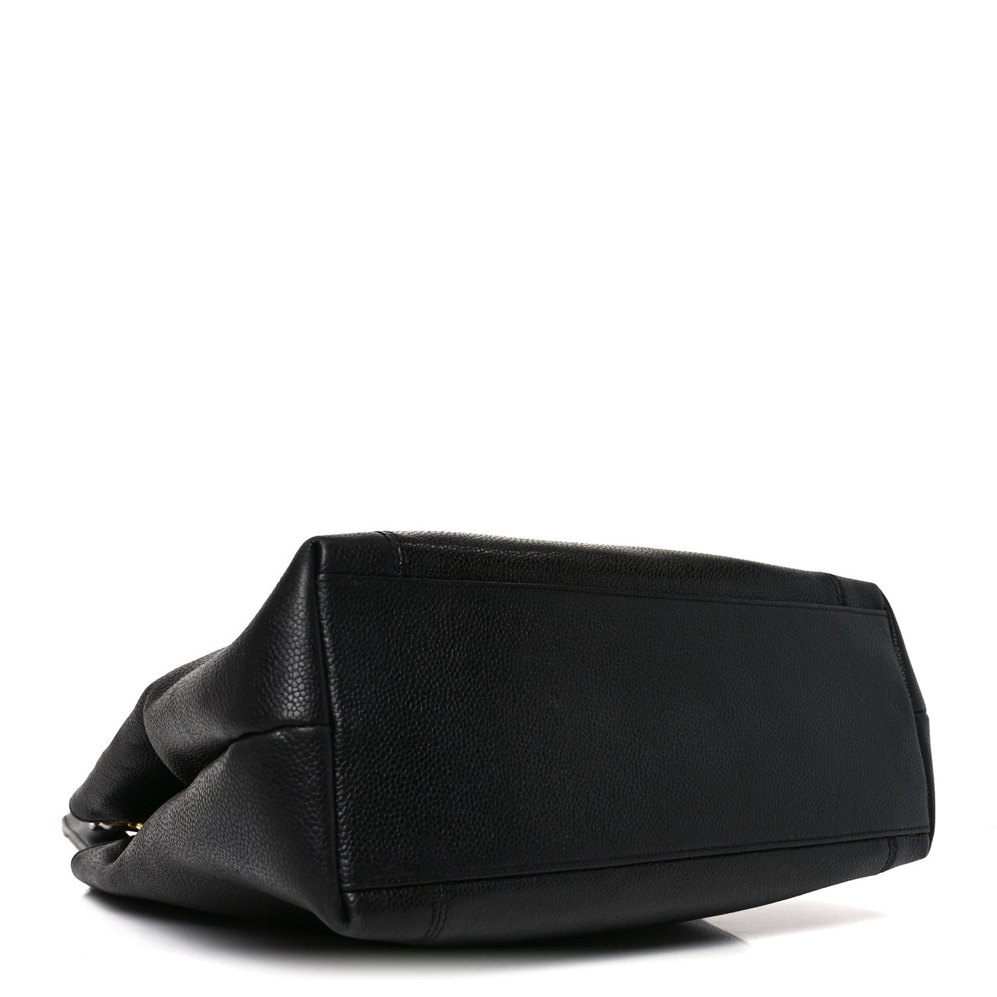 Caviar Embroidered Logo Shoulder Bag Black