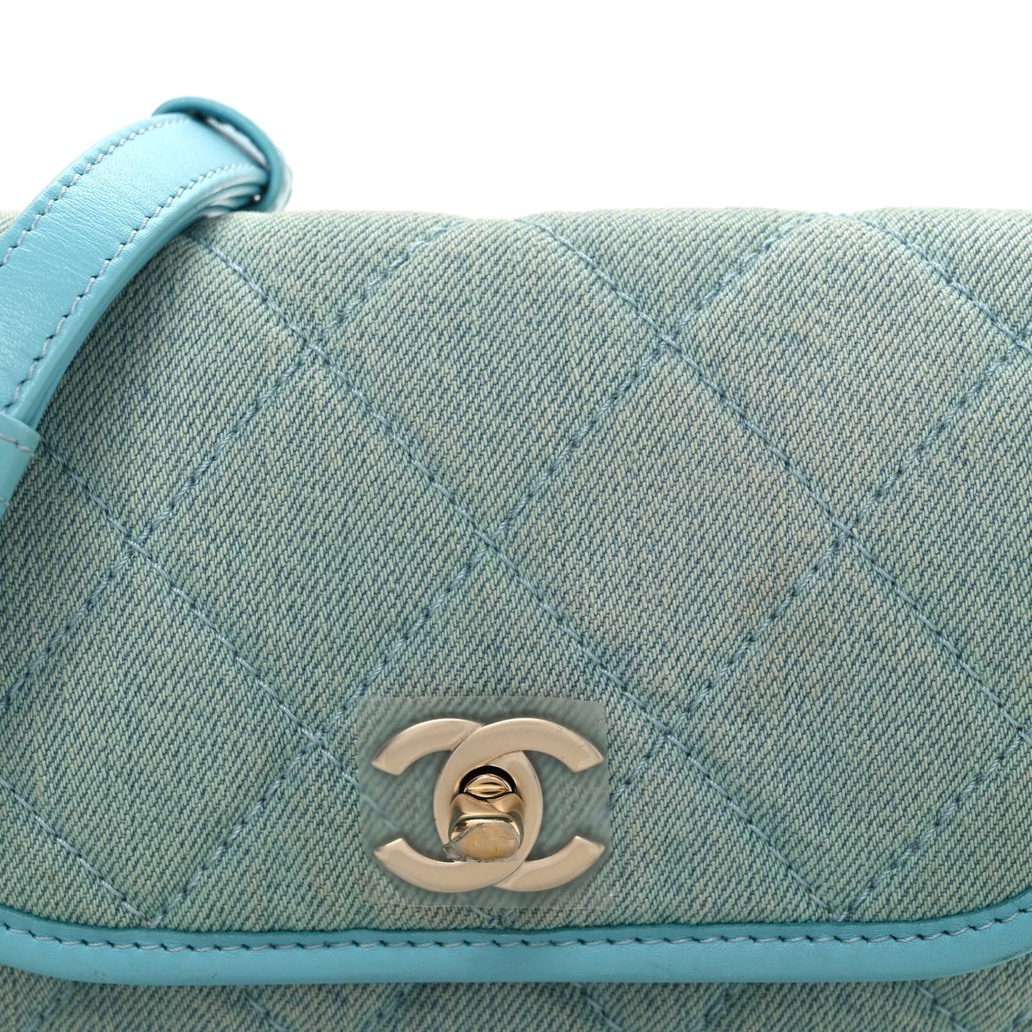 Denim Quilted Small Messenger Flap Neon Blue