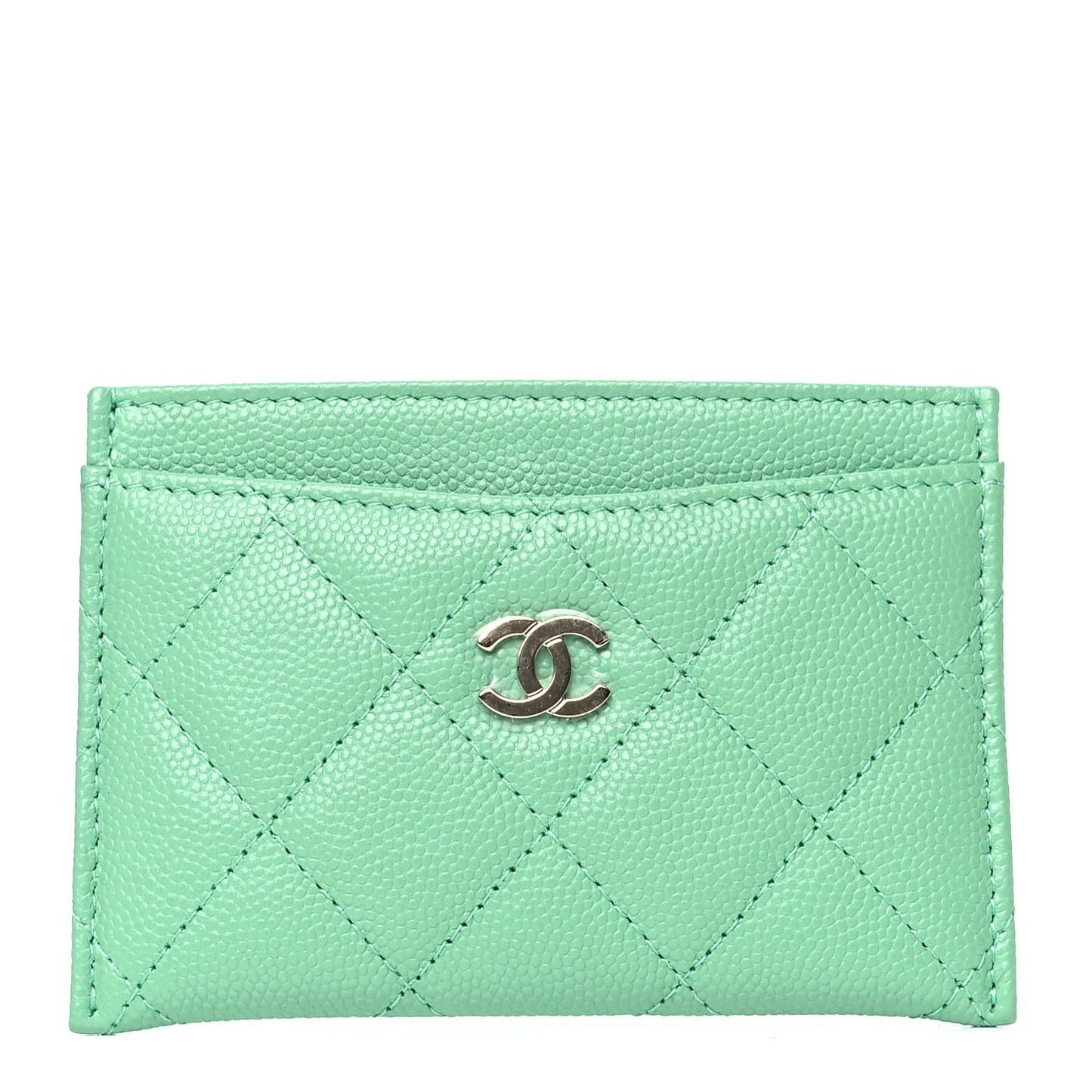 Caviar Quilted Card Holder Green