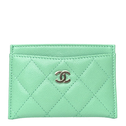 Chanel Caviar Quilted Card Holder Green 1 of 4
