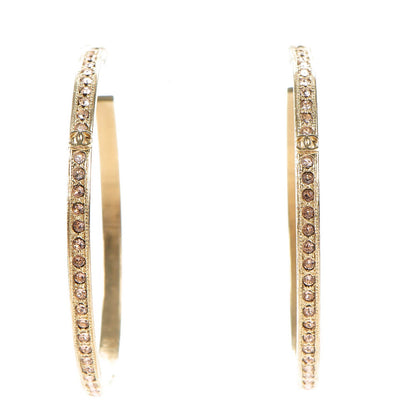 Chanel Crystal CC Hoop Earrings Gold Pale Pink 1 of 6