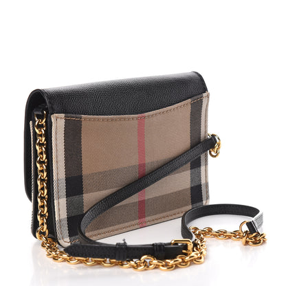 Burberry Derby Calfskin House Check Wallet On Chain Black 3 of 13