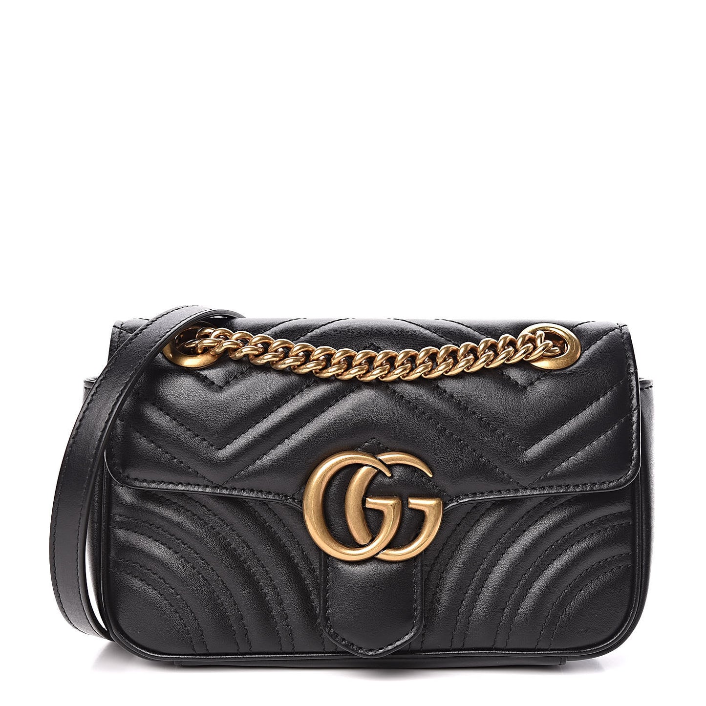 Calfskin Matelasse Mini GG Marmont Shoulder Bag Black