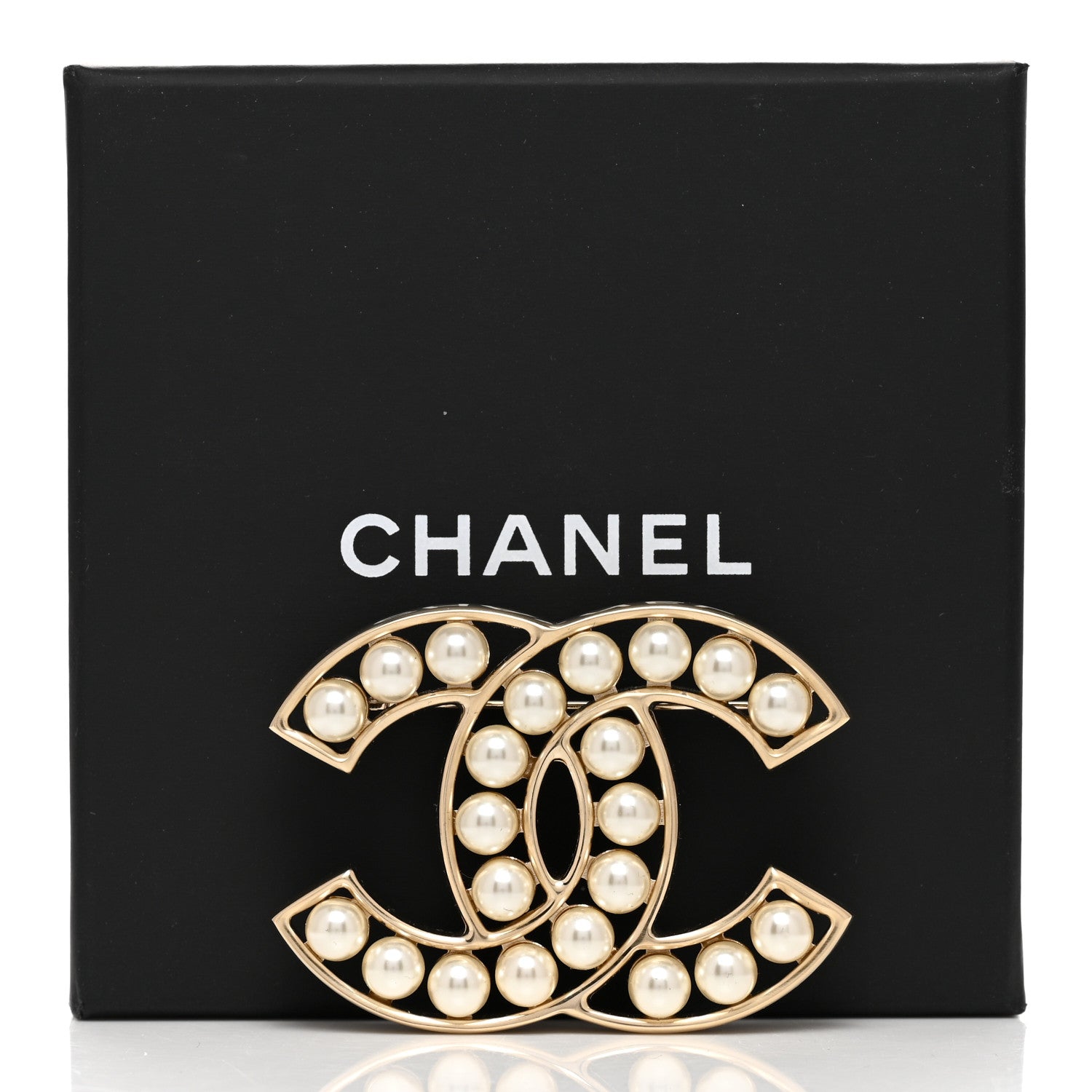 Chanel CC Pearl Brooch Pin Gold 5 of 5