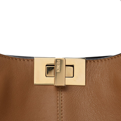 Fendi Vitello Seta Light Century Shearling FF 1974 Medium Peekaboo X-Lite Nocciolo Ebano Tobacco 9 of 10