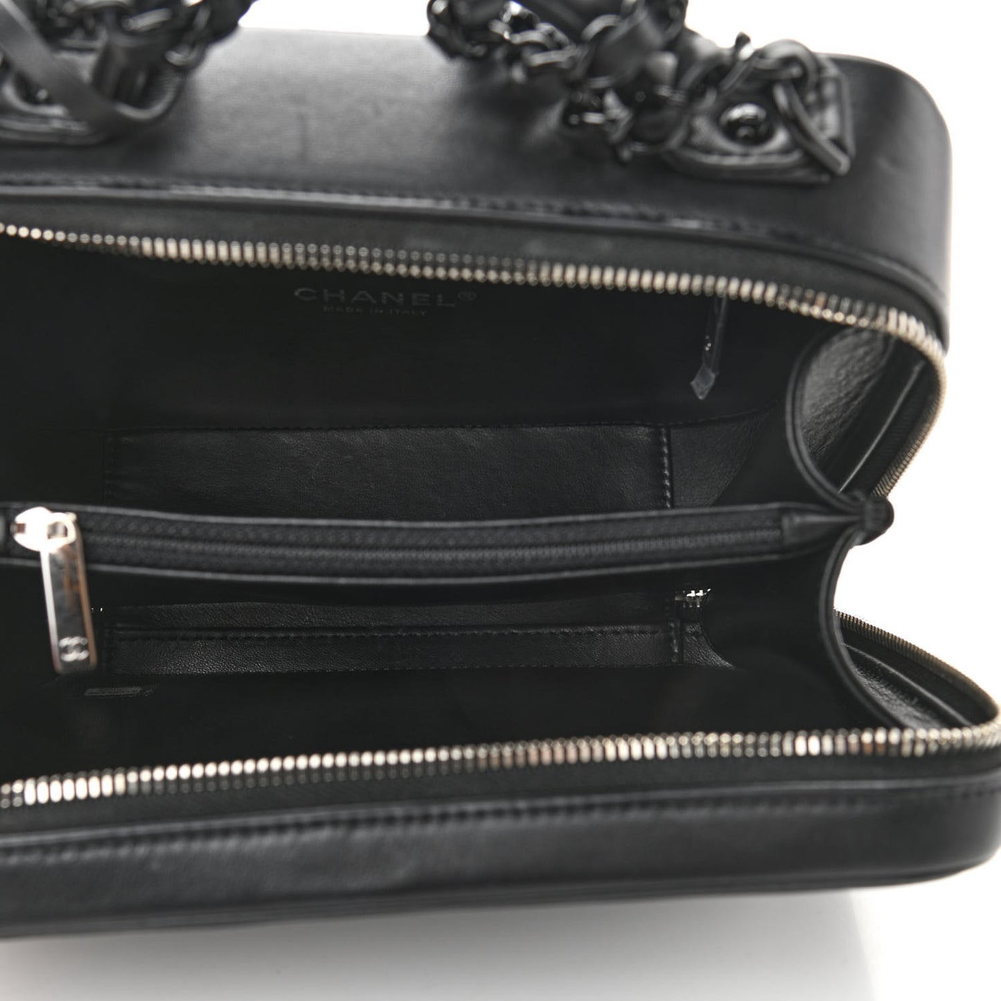 Lambskin Quilted Medium CC Filigree Vanity Case Black