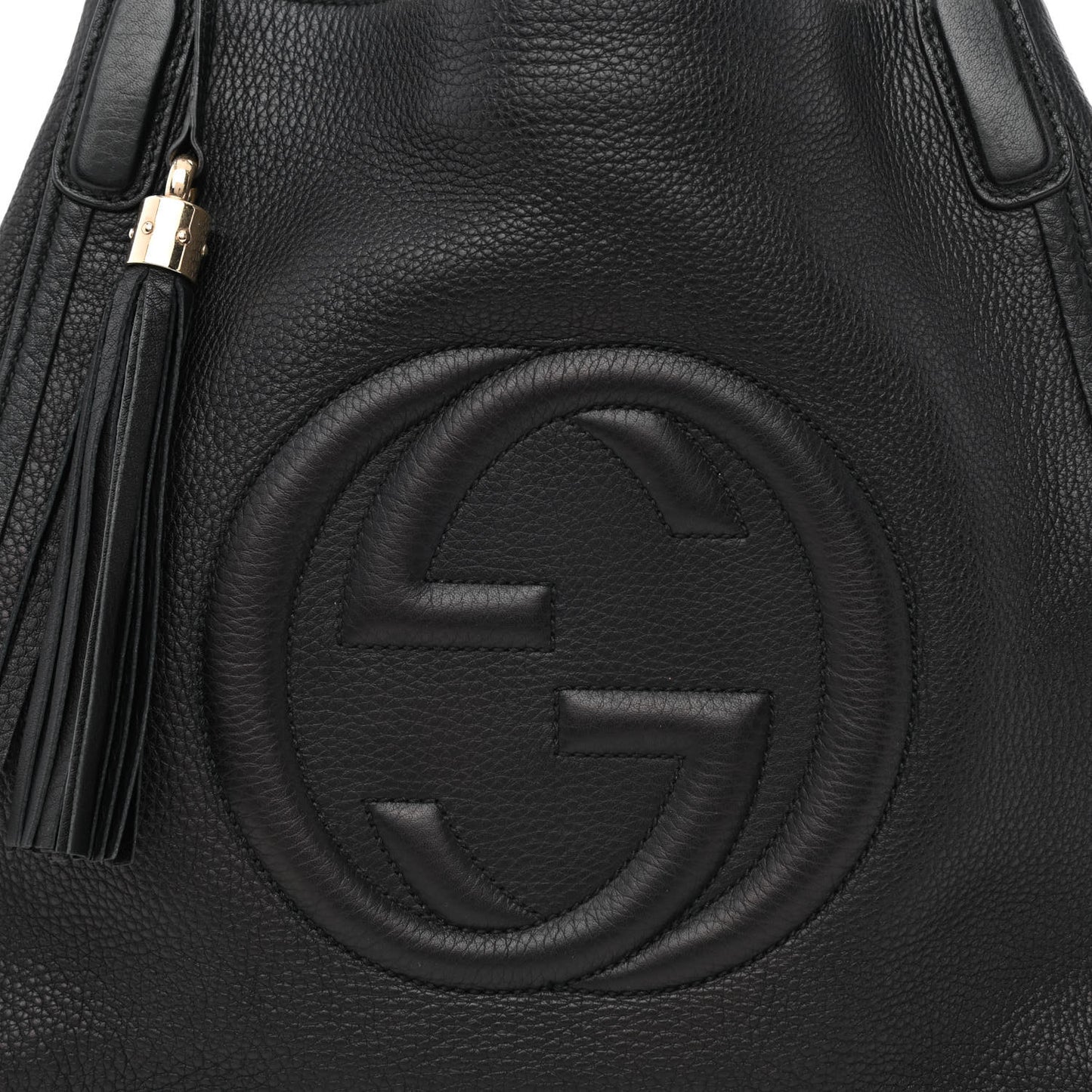Pebbled Calfskin Medium Soho Shoulder Bag Black