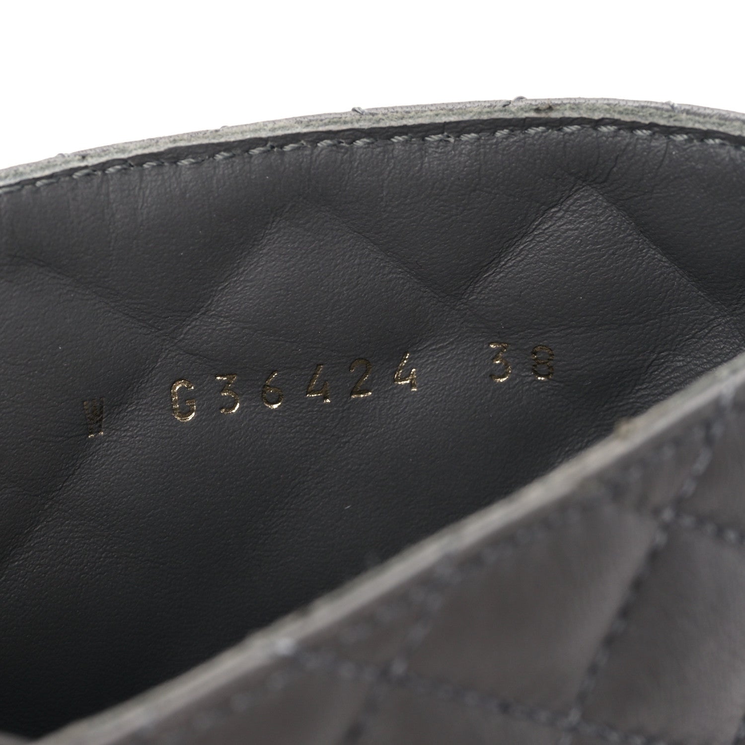 Chanel Shiny Lambskin Quilted Lace Up Combat Boots 38 Grey Black 8 of 9