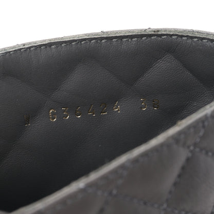 Chanel Shiny Lambskin Quilted Lace Up Combat Boots 38 Grey Black 8 of 9