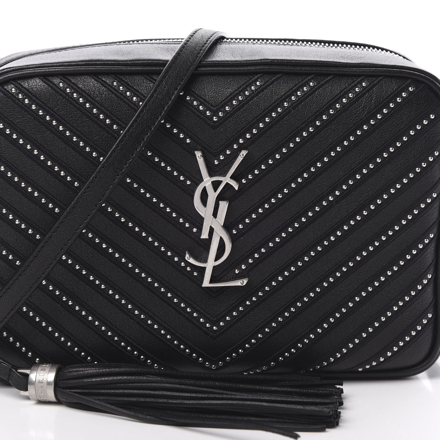 Calfskin Studded Matelasse Monogram Lou Camera Bag Black