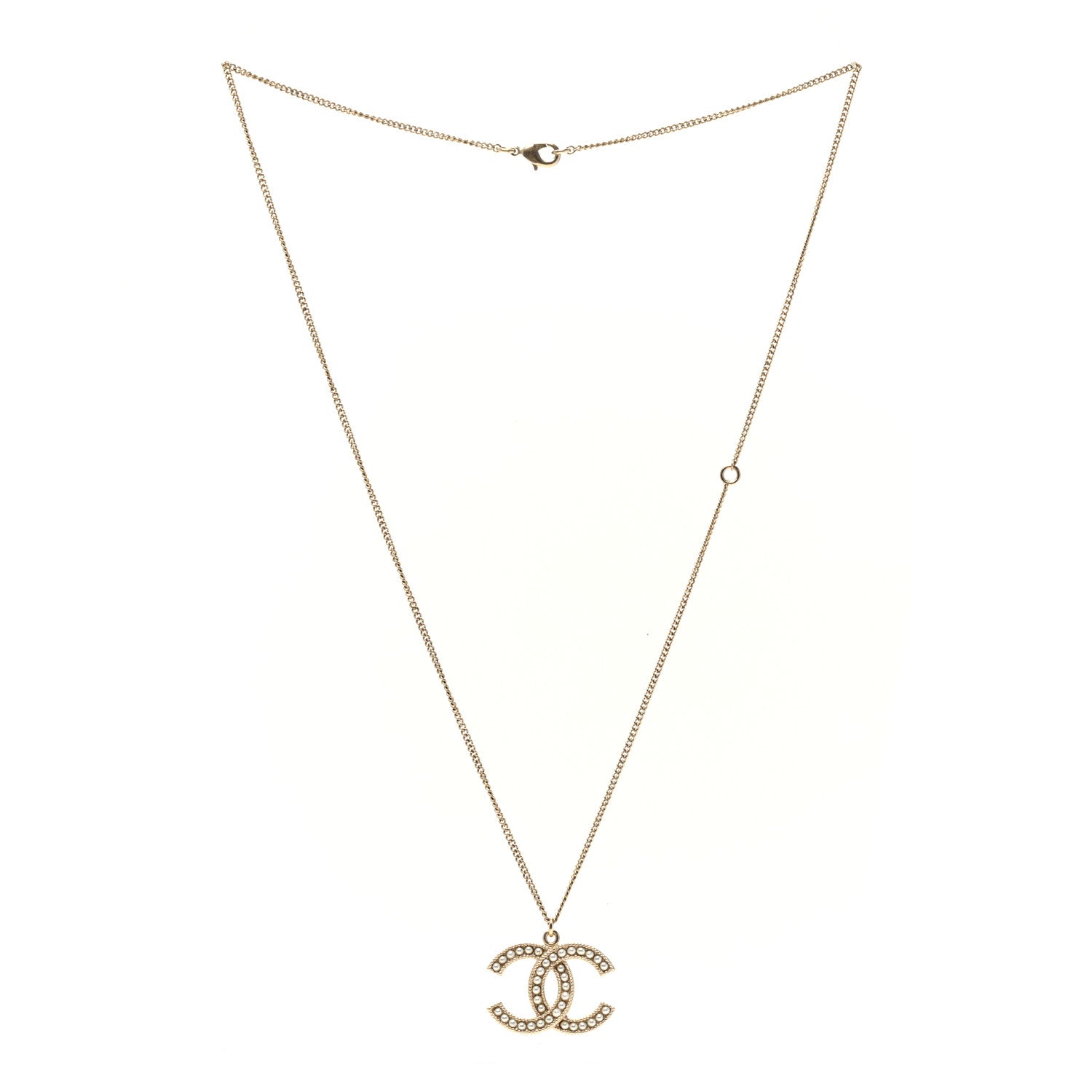 Chanel Pearl CC Pendant Necklace Gold 3 of 5