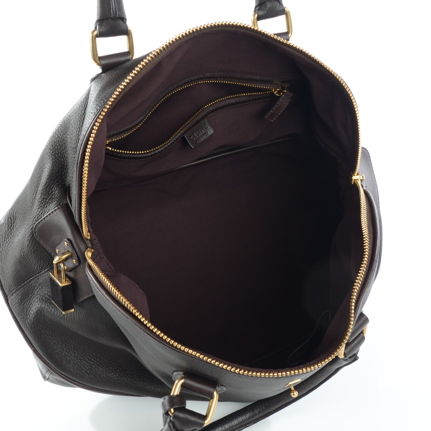 Calfskin Bowler Bag Dark Brown