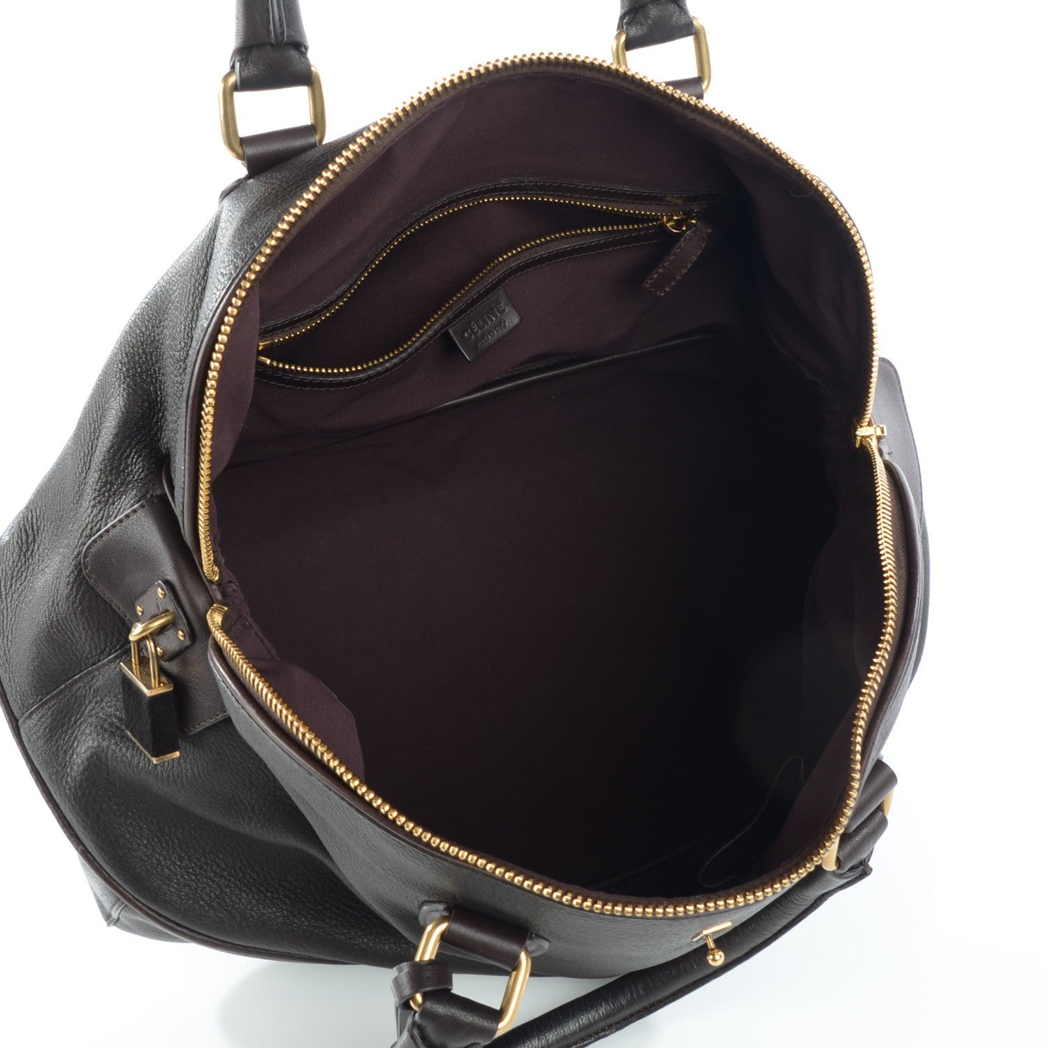 Celine Calfskin Bowler Bag Dark Brown 5 of 7