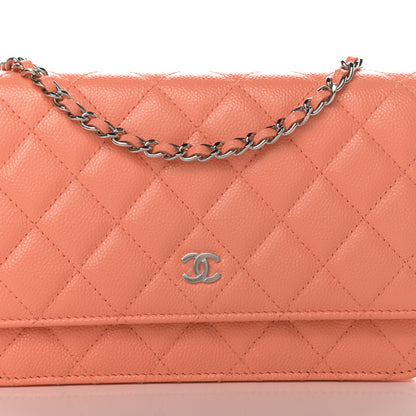 Chanel Caviar Quilted Wallet on Chain WOC Coral 9 of 13