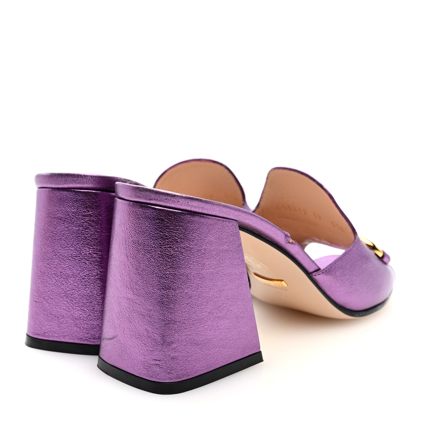 Metallic Nappa Horsebit 75mm Slide Sandals 39 Violet