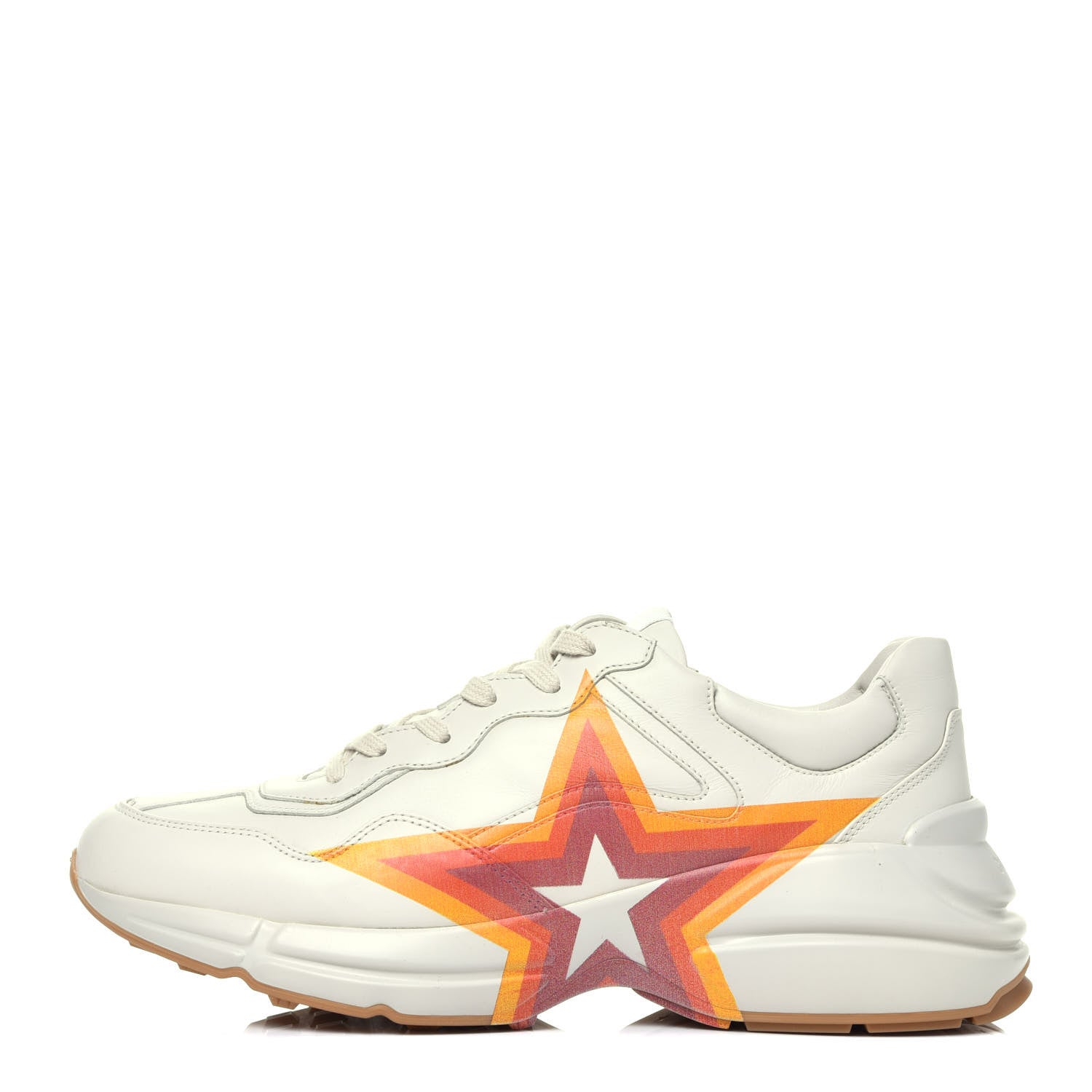 Gucci Calfskin Interlocking G Star Mens Rhyton Sneakers 9 Mystic White 1 of 10