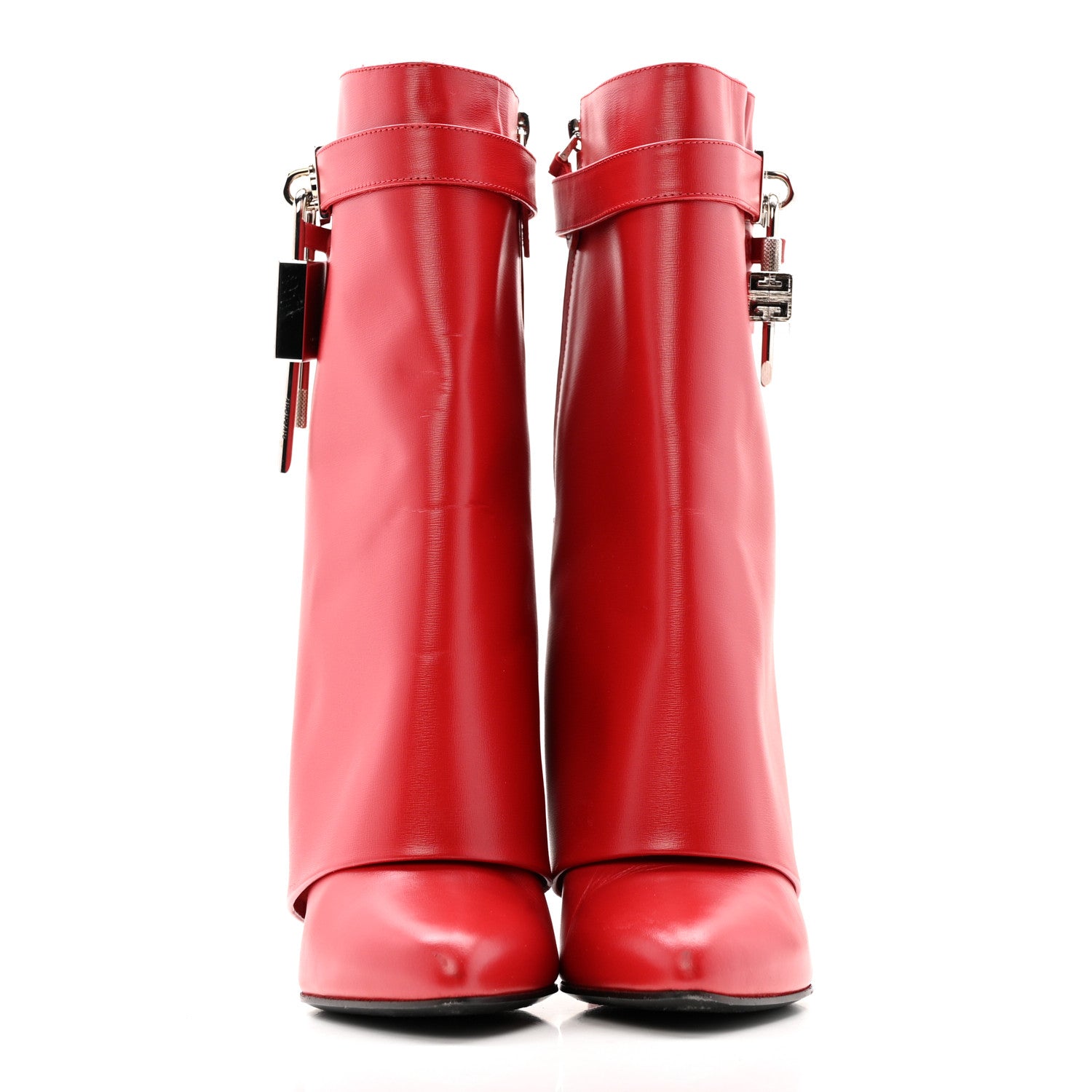 Givenchy Calfskin Shark Lock Ankle Boots 39.5 Red 3 of 16