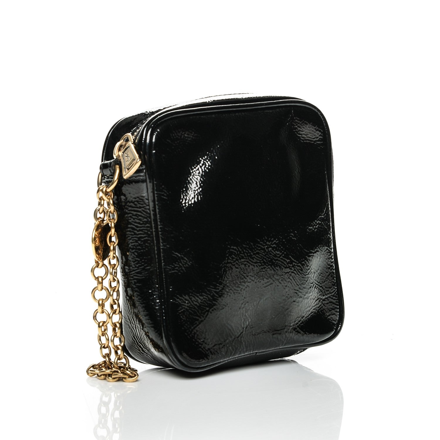 Saint Laurent Textured Patent Monogram Mini Wristlet Black 3 of 8