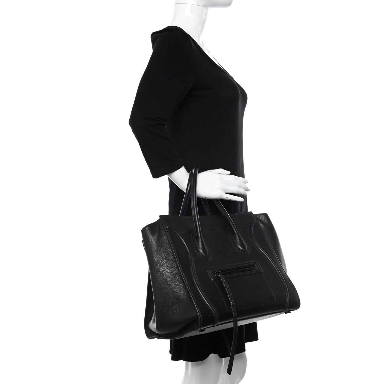 Celine Supple Calfskin Medium Phantom Luggage Black 2 of 11