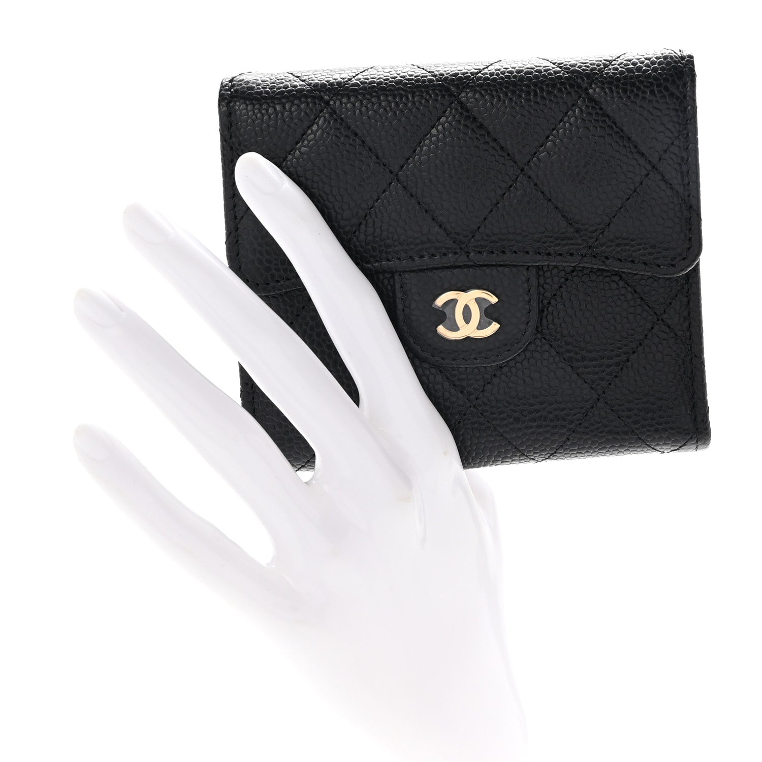 Chanel Caviar Quilted Compact Flap Wallet Black 2 of 9