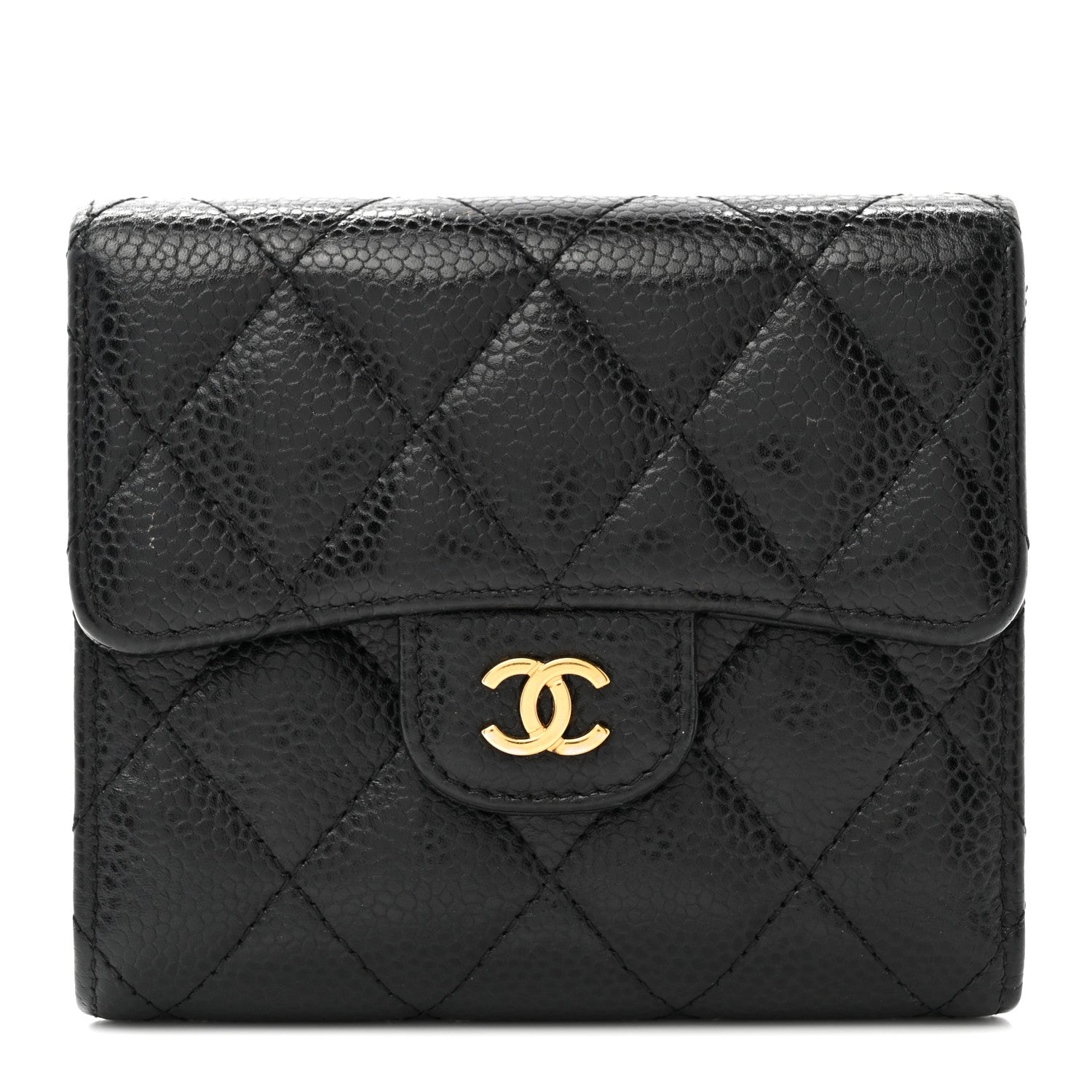 Chanel Caviar Quilted Compact Flap Wallet Black 1 of 8