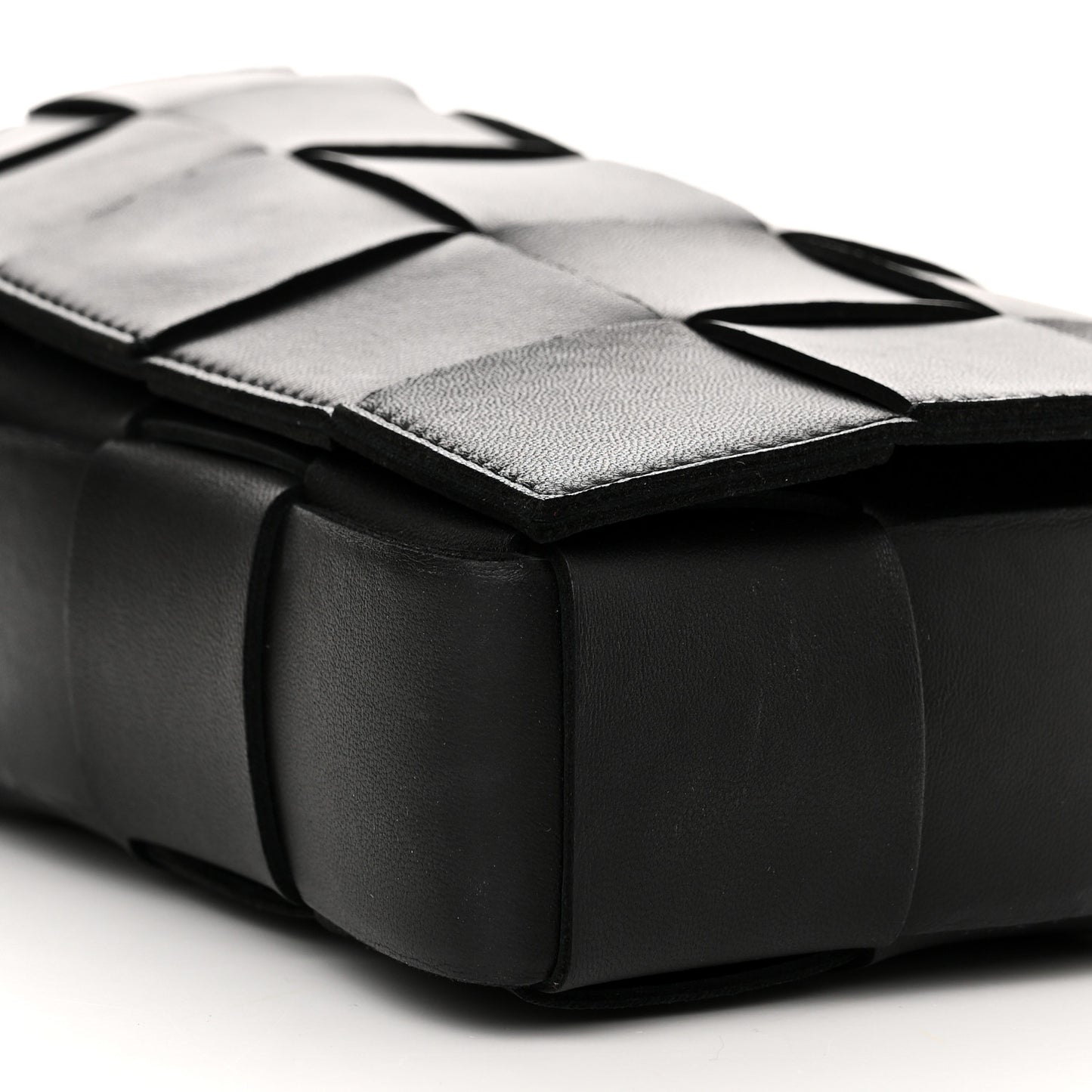 Lambskin Maxi Intrecciato Cassette Crossbody Bag Black