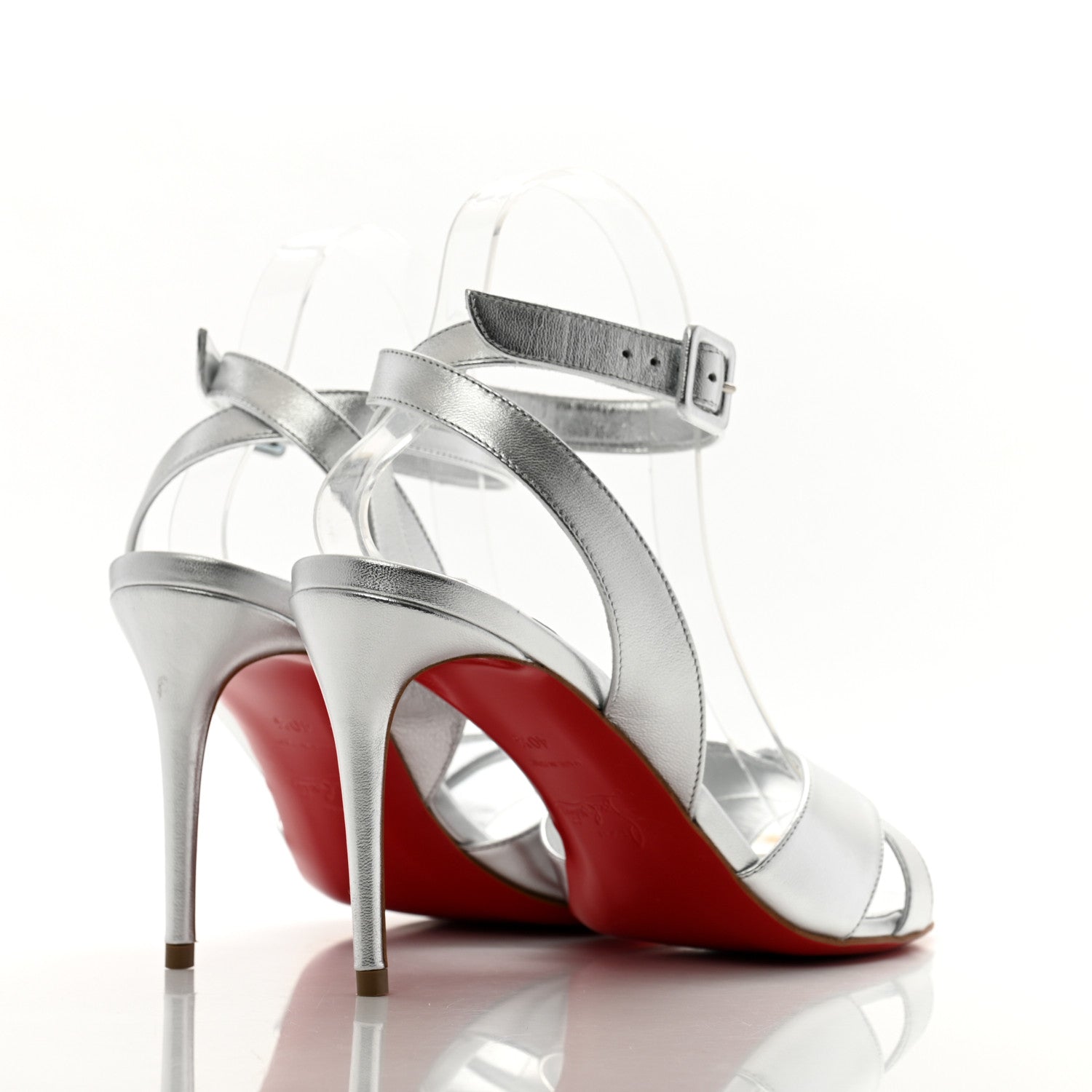 Christian Louboutin Kid Laminato Mariza 85 Sandals 40.5 Silver 5 of 9