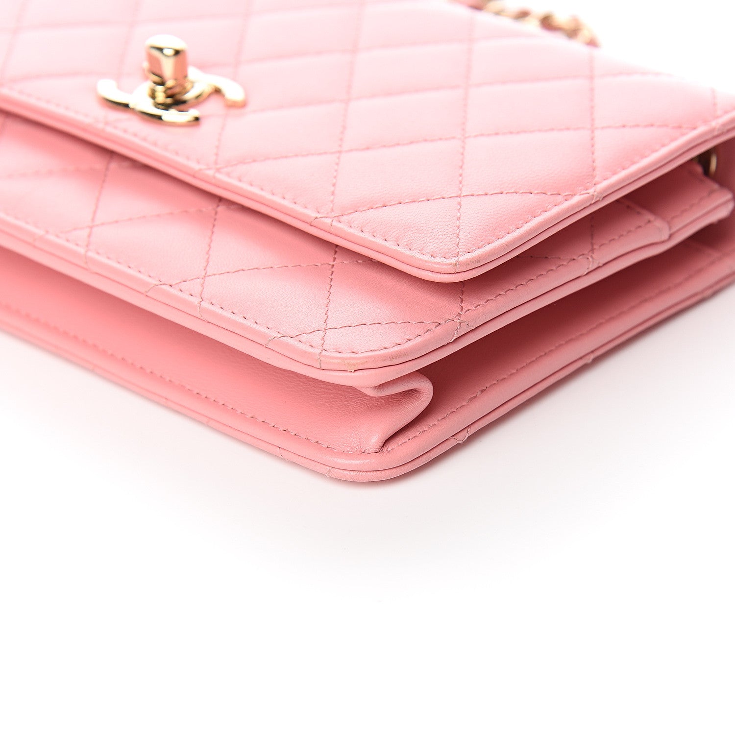 Chanel Lambskin Quilted Trendy CC Wallet On Chain WOC Pink 9 of 12
