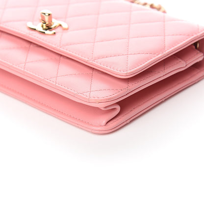 Chanel Lambskin Quilted Trendy CC Wallet On Chain WOC Pink 9 of 12