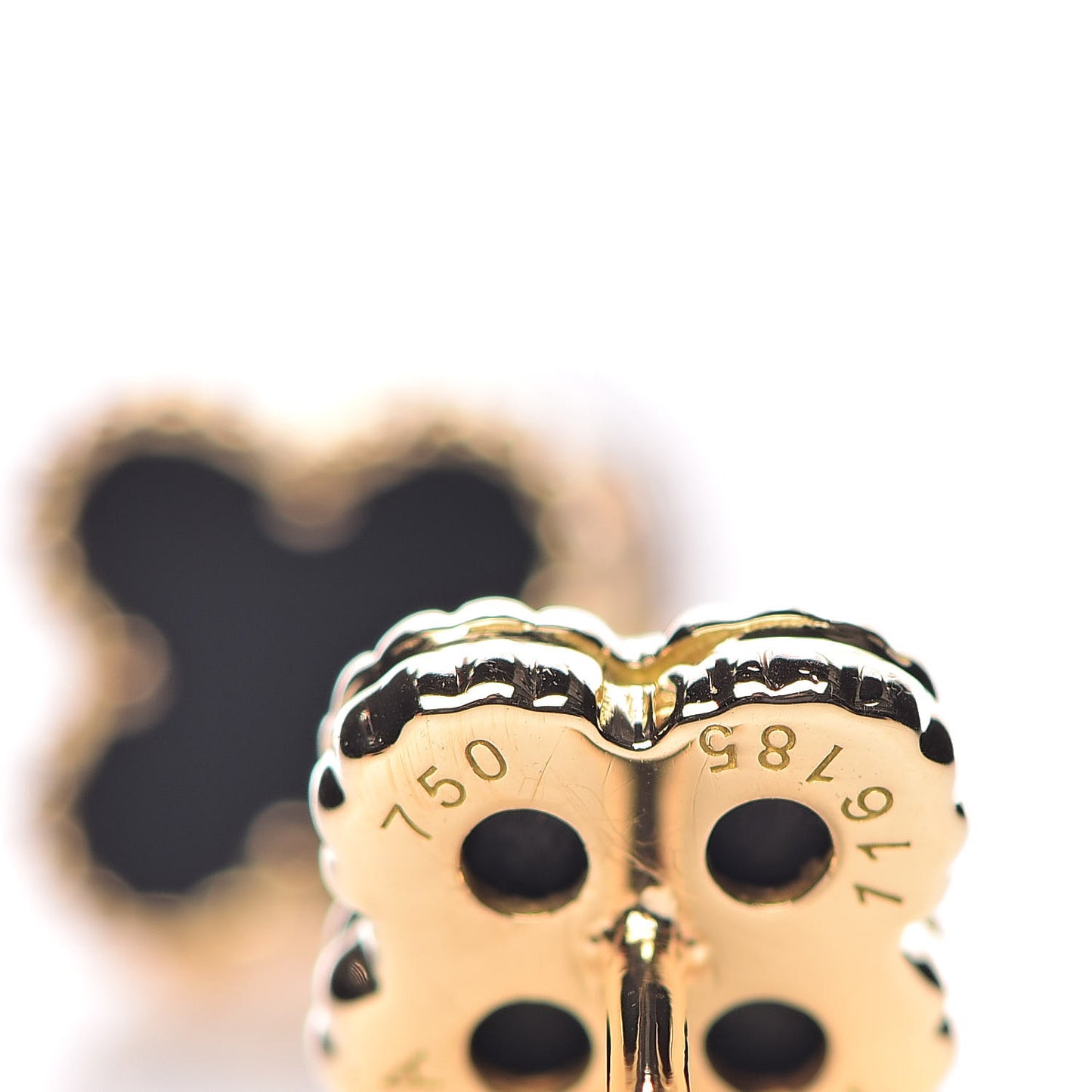 18K Yellow Gold Black Onyx Sweet Alhambra Earrings