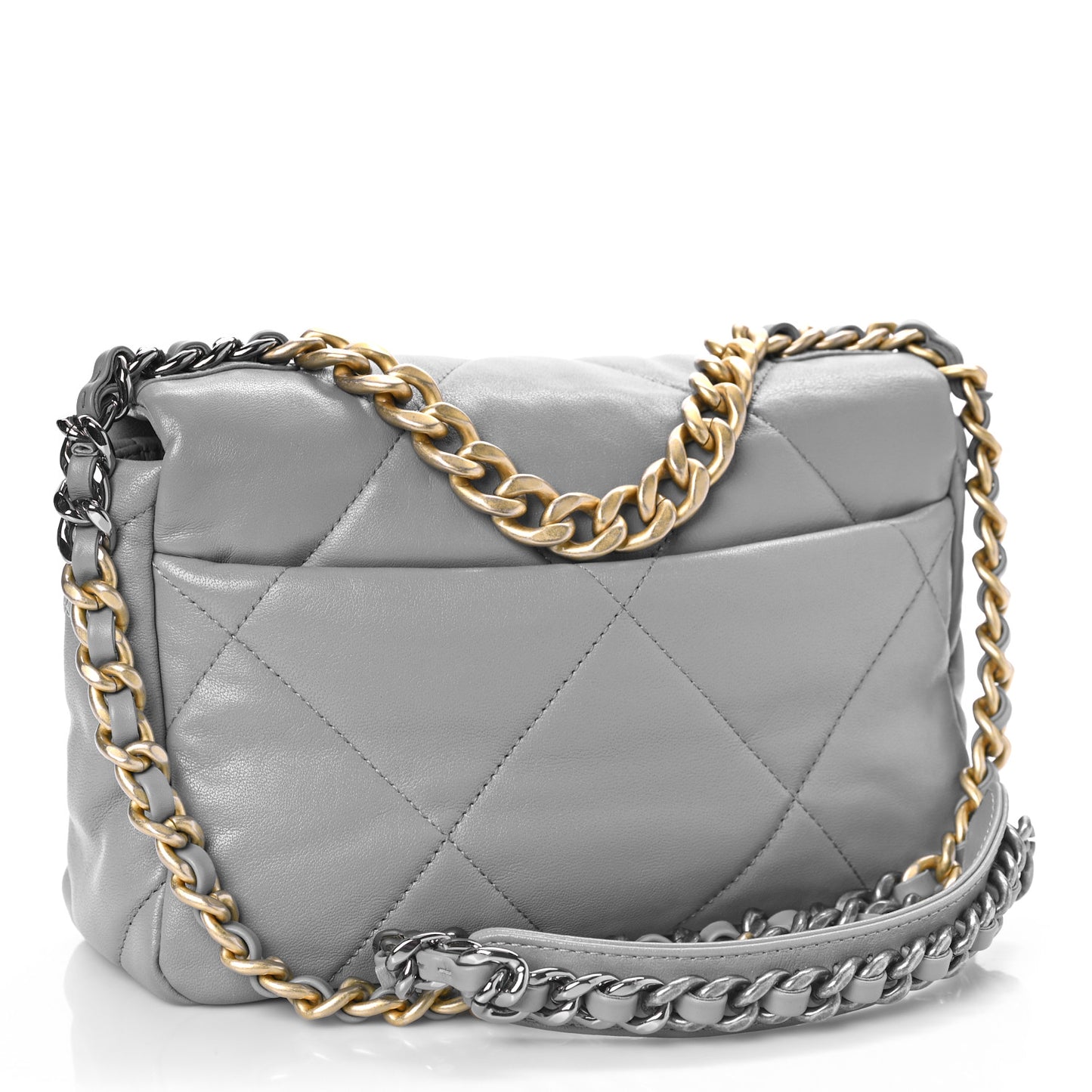 Lambskin Quilted Medium Chanel 19 Flap Grey