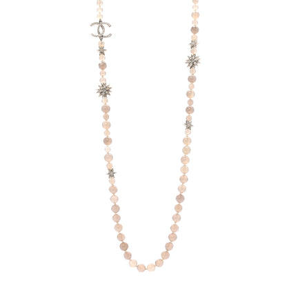 Chanel Crystal Beaded Star CC Long Necklace Silver 1 of 6