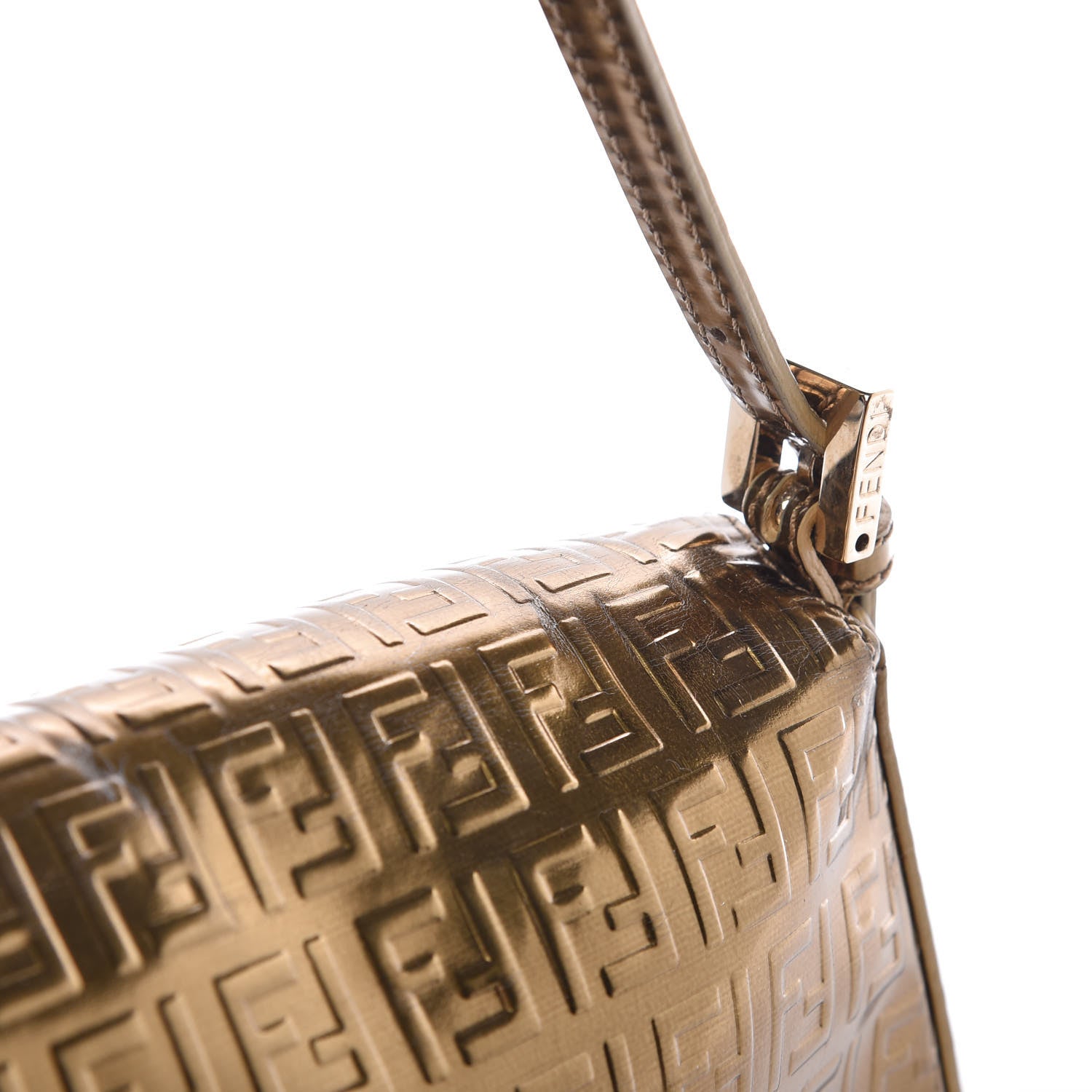Fendi Vitello Mirror FF Embossed Mini Mama Baguette Oro Ambrato 16 of 16
