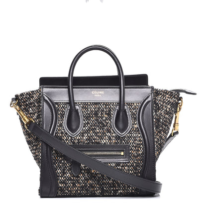 Celine Smooth Calfskin Tweed Micro Luggage Black 1 of 8