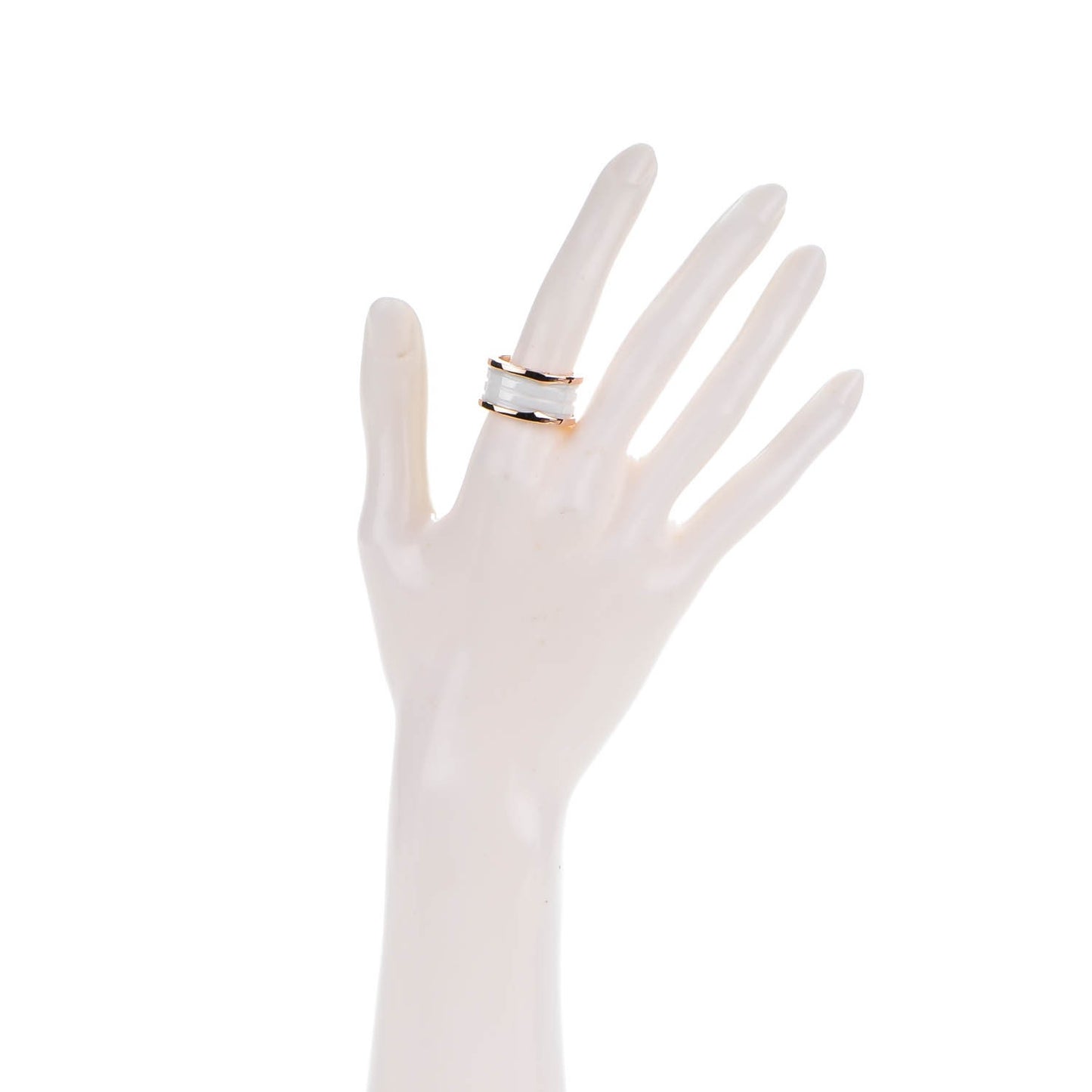 18K Rose Gold White Ceramic B.Zero1 Four-Band Ring 57 8
