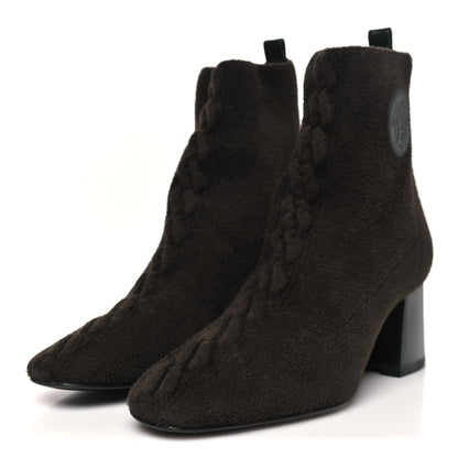 Hermes Knit Calfskin Volver 60 Ankle Boots 38 Brown 4 of 8