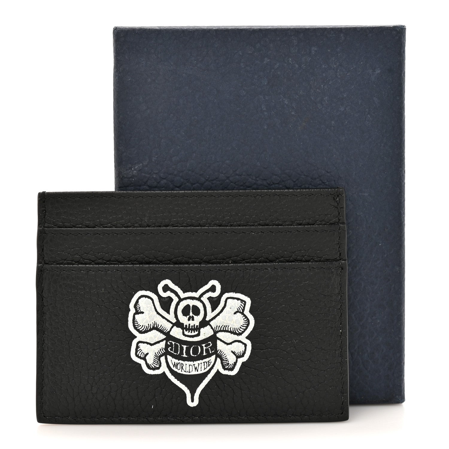 Christian Dior X SHAWN STUSSY Grained Calfskin Bee Card Holder Black 11 of 11