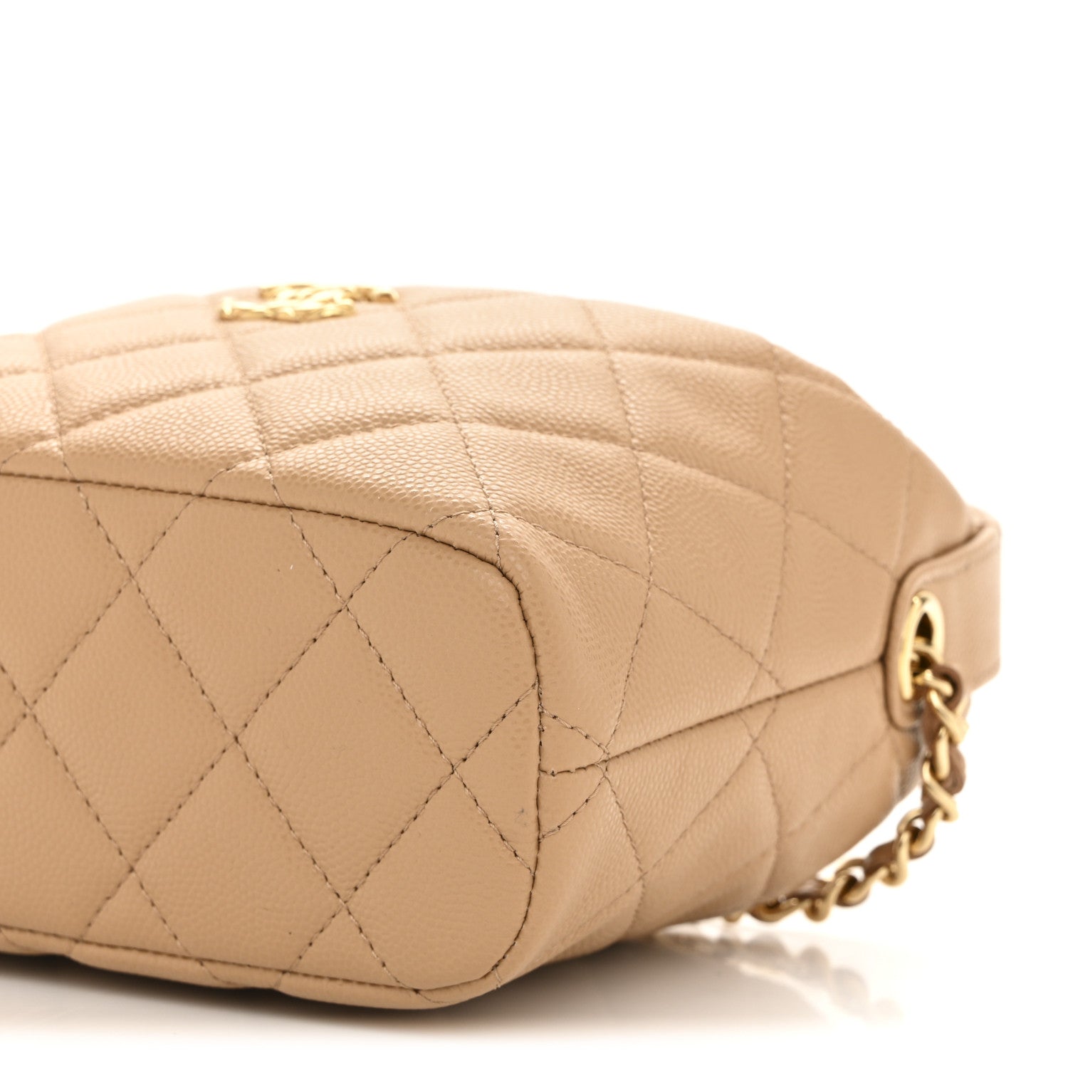 Chanel Shiny Caviar My Cush Hobo Clutch With Chain Beige Beige 10 of 11