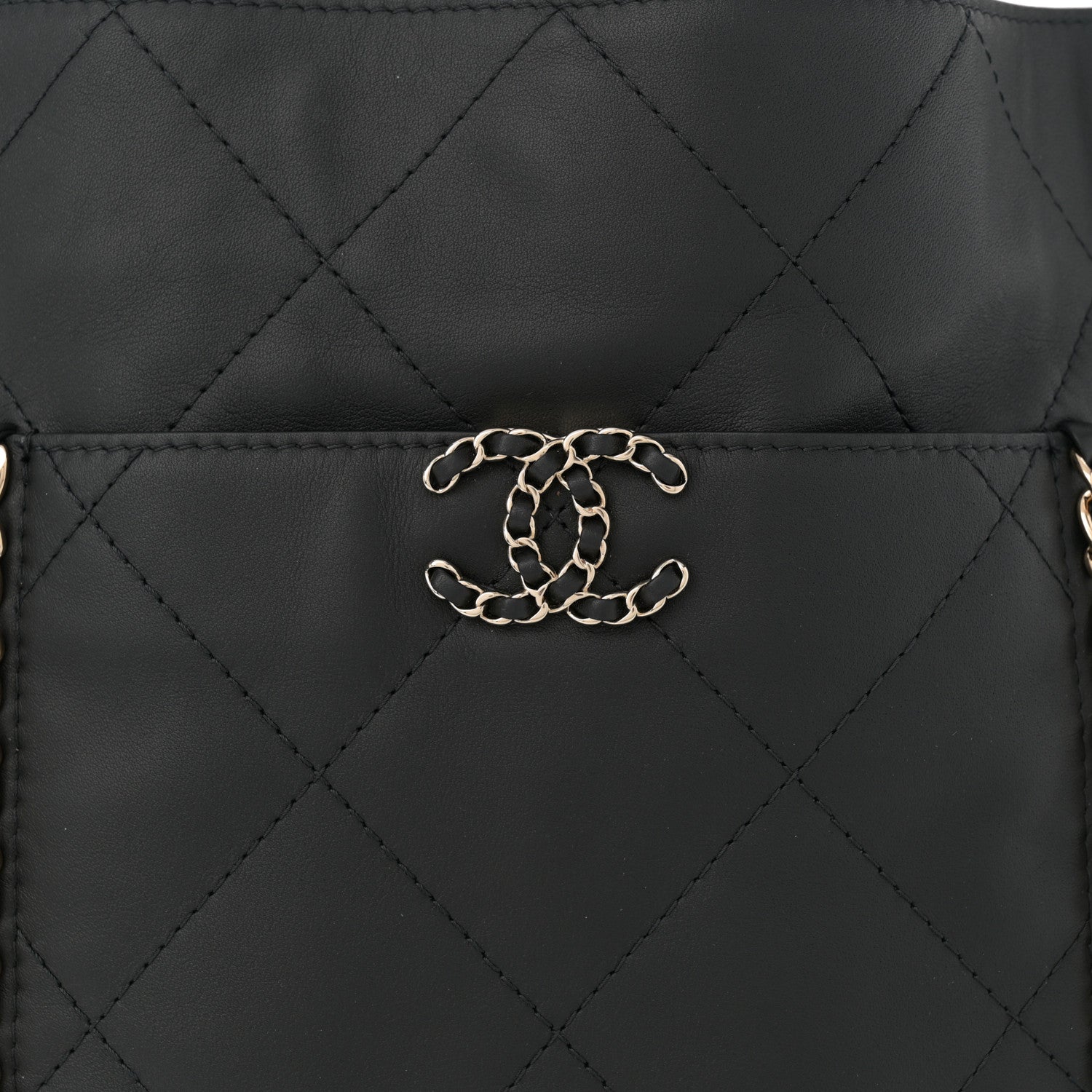 Chanel Calfskin Quilted Fringe Shopping Bag Black 8 of 11