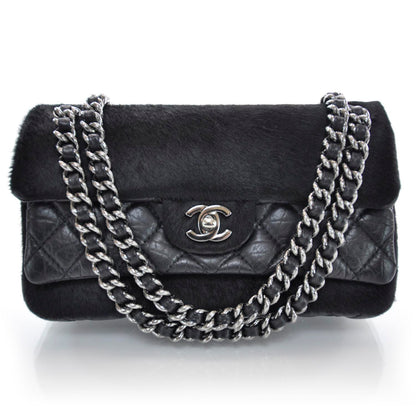 Chanel Aged Calfskin Miss Pony Fur Medium Flap Black 1 of 10