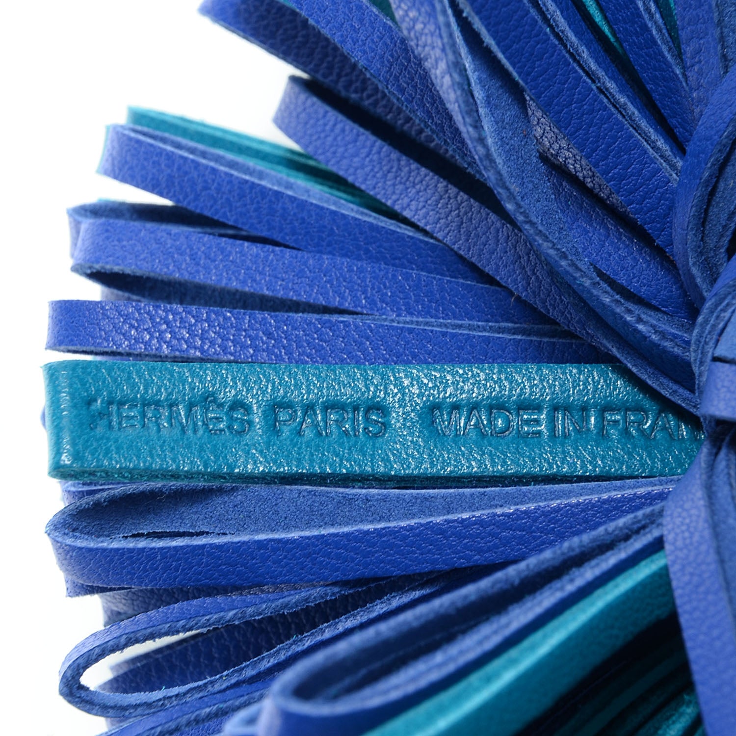 Hermes Lambskin Bi-Color Carmen Tassel Key Holder Bleu Izmir Bleu Electrique 5 of 5