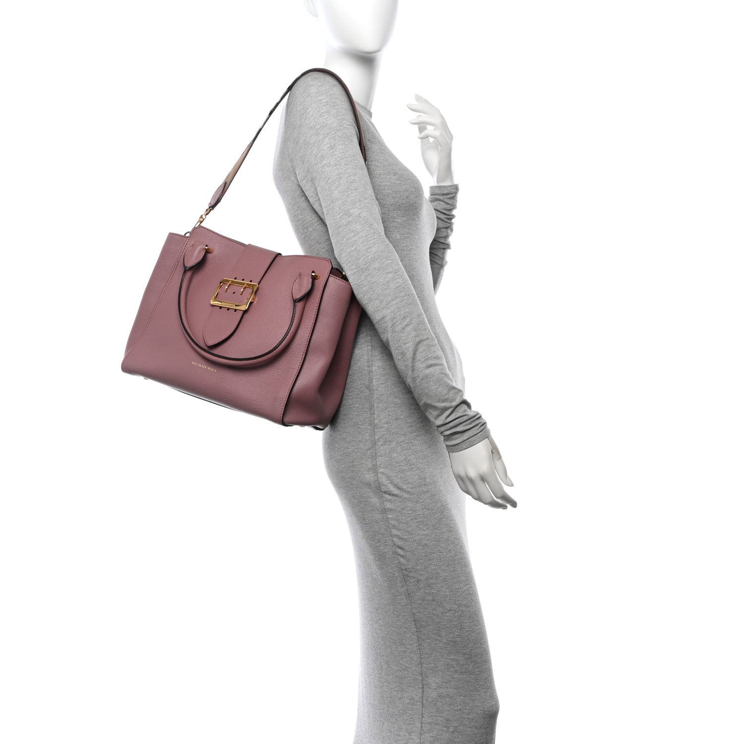 Burberry Soft Grain Calfskin Medium Buckle Tote  Dusty Pink 2 of 14