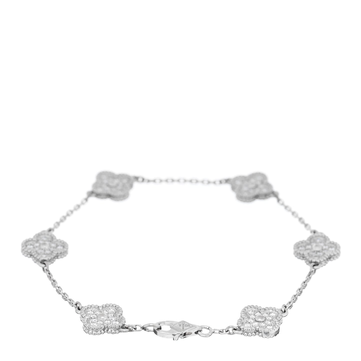 18K White Gold Diamond 6 Motifs Sweet Alhambra Bracelet