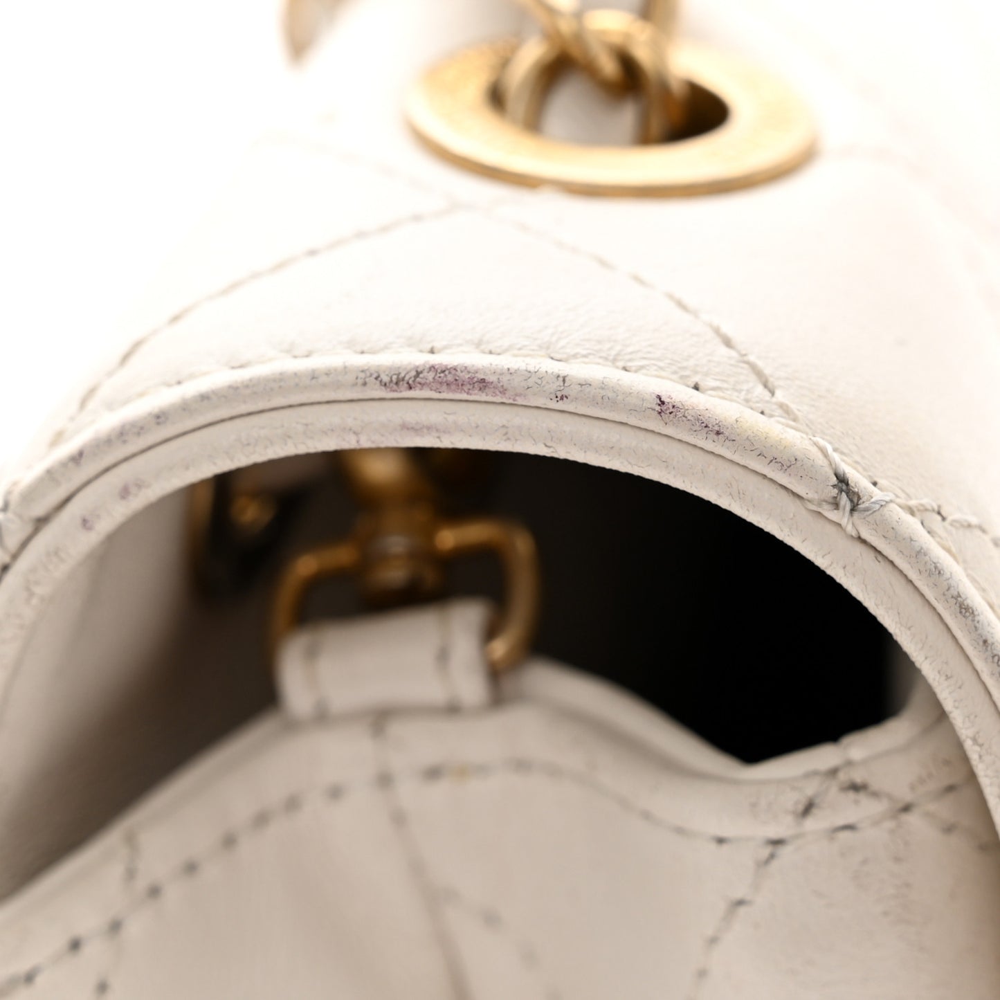 Calfskin Quilted Enchained Flap White