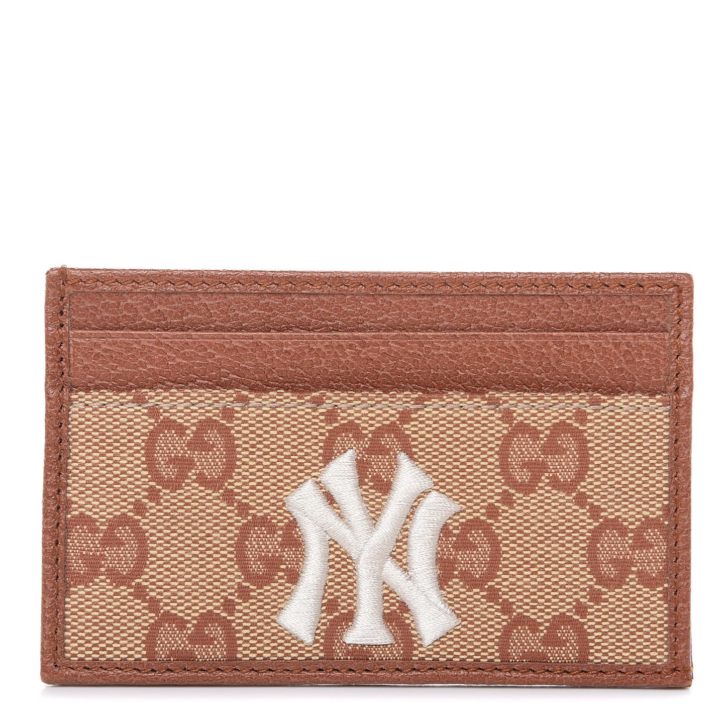 X MLB GG Monogram NY Yankees Card Holder Beige Ruggine Ivory