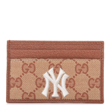 Gucci X MLB GG Monogram NY Yankees Card Holder Beige Ruggine Ivory 1 of 7