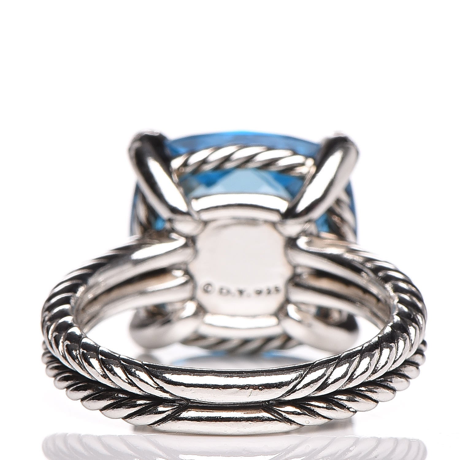 David Yurman Sterling Silver Diamond Blue Topaz 14mm Chatelaine Ring 57 8 4 of 5